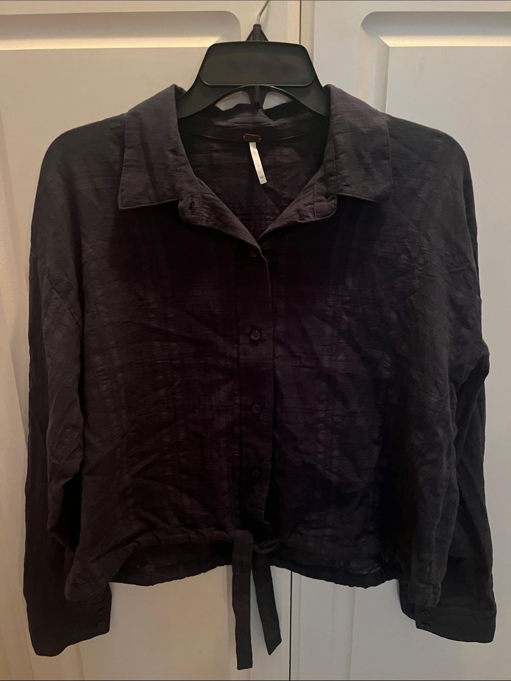 YFB Young Fabulous & Broke Clothing Navy Button Down Tie Front Top